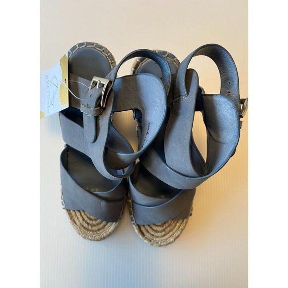 Joie Blue Leather Strappy Espadrille Wedge Heels, Size 6.5 US, 36.5 EU - Picture 3 of 11